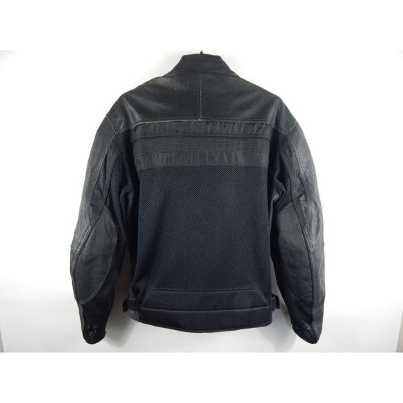 Joe Rocket Leather & Mesh Padded Motorcycle Racing Jacket Black L Men's D89 - Picture 2 of 7